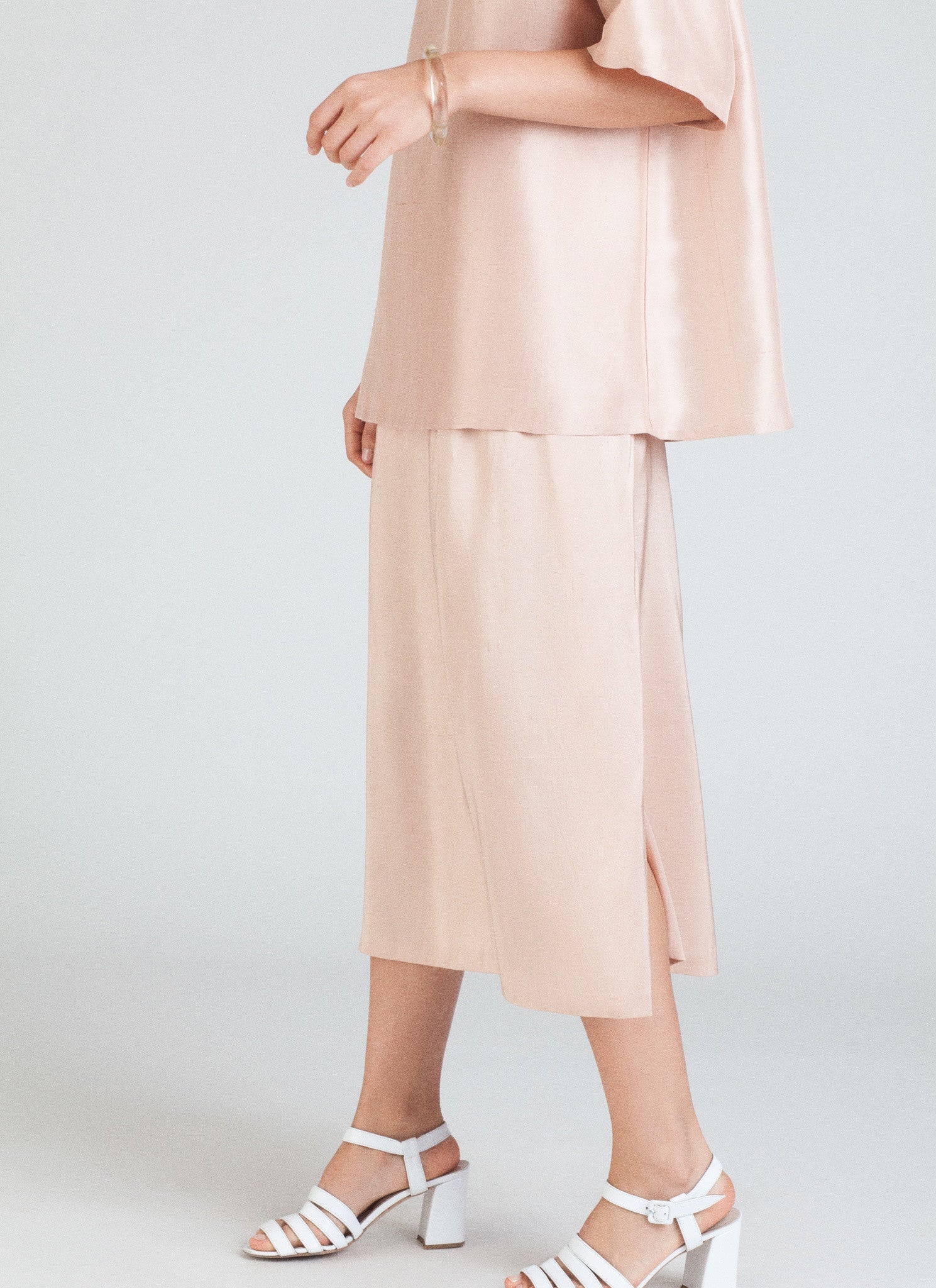 peach silk skirt