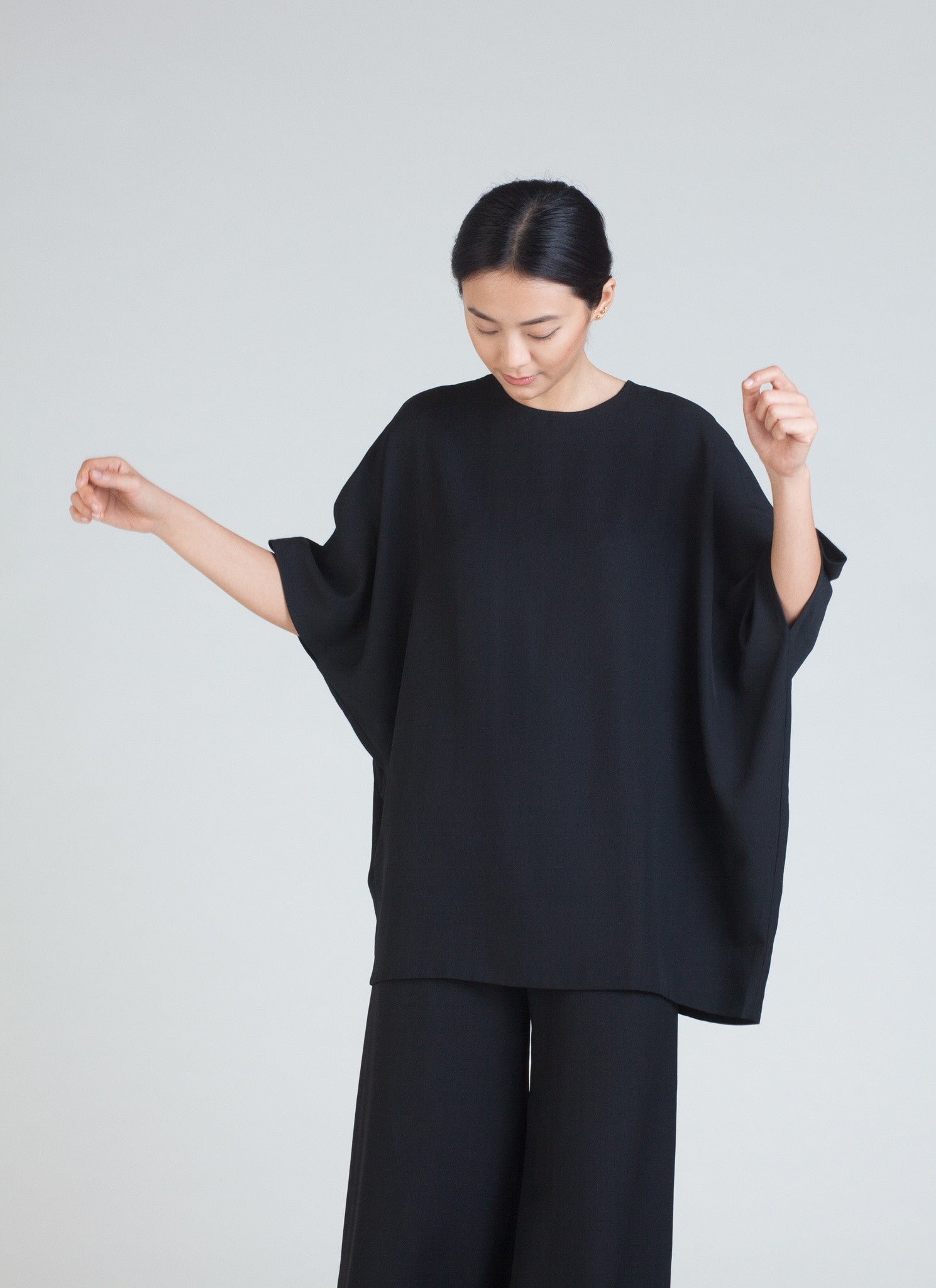 black silk tunic top