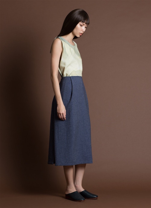Patches Textured Midi Skirt - Dark Blue