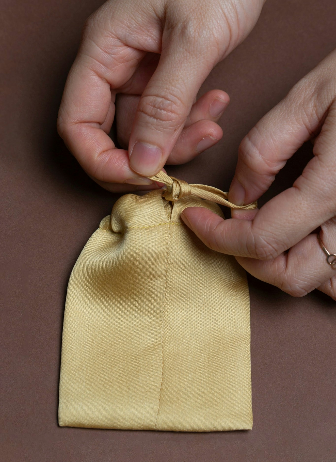 Kaarem Lucky Li Xi Silk Envelope Pouch Yellow