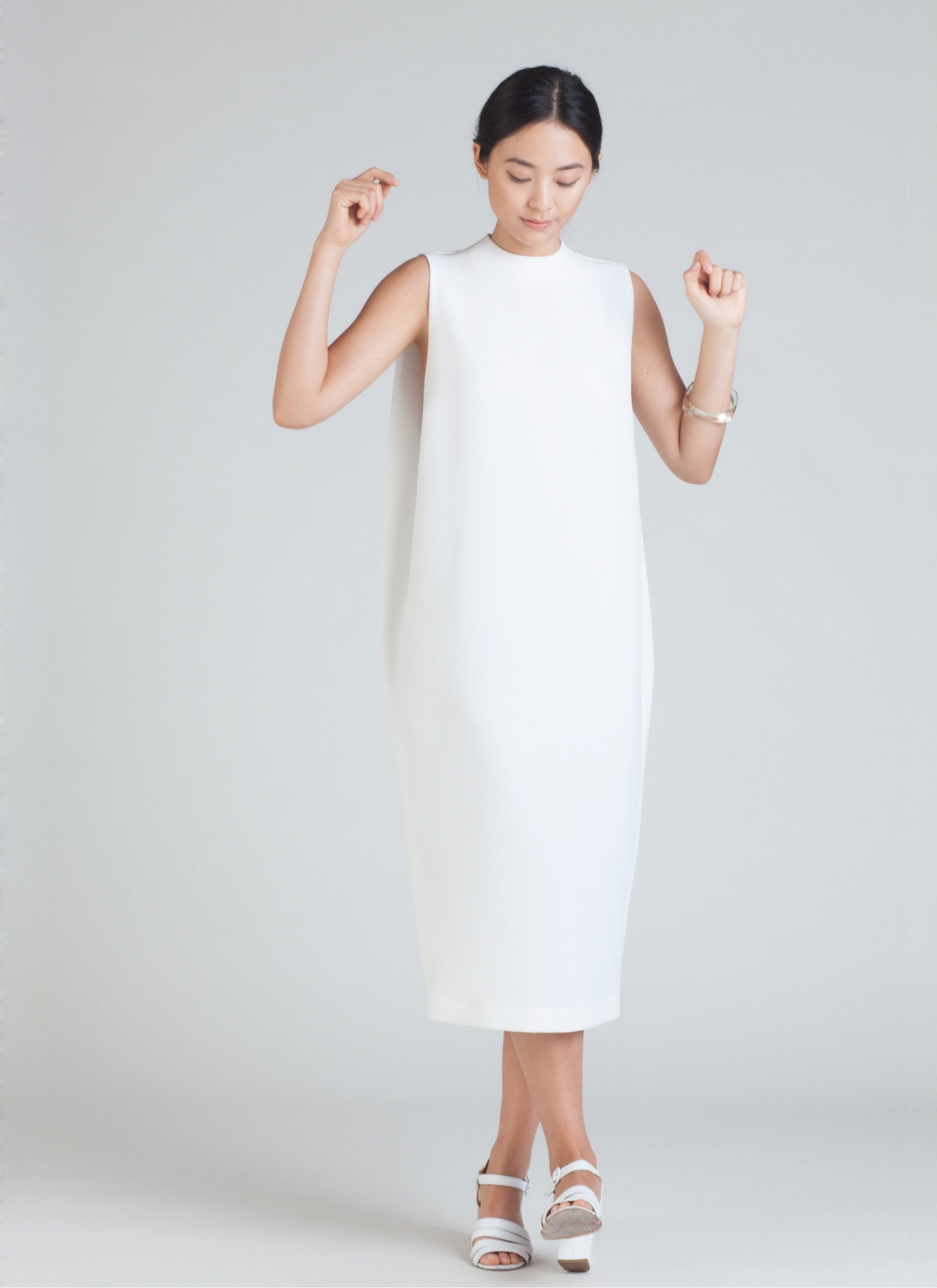 White high collar dress Clearance