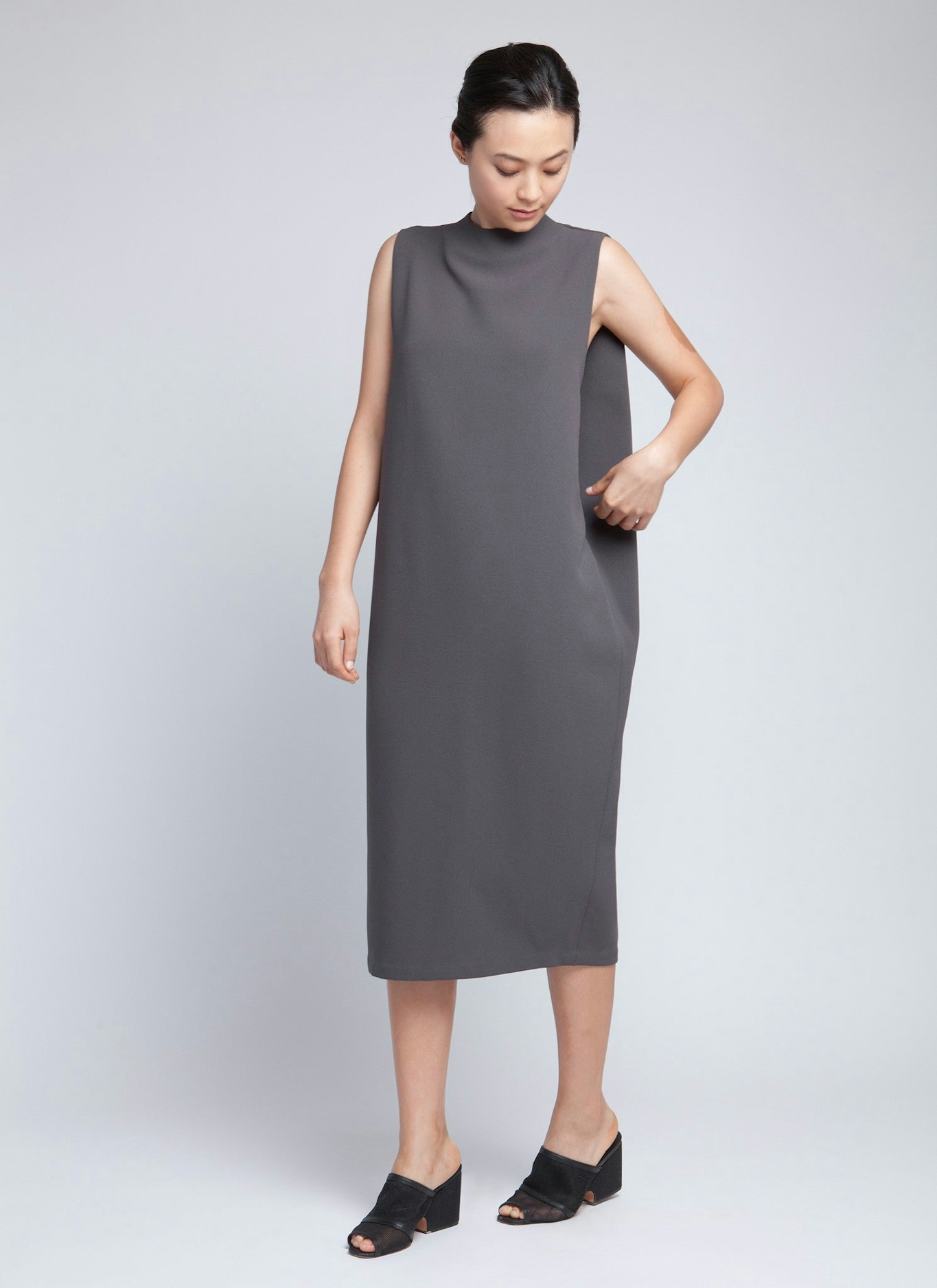 Kaarem Dill High Collar Dress Size Xs Dark Grey