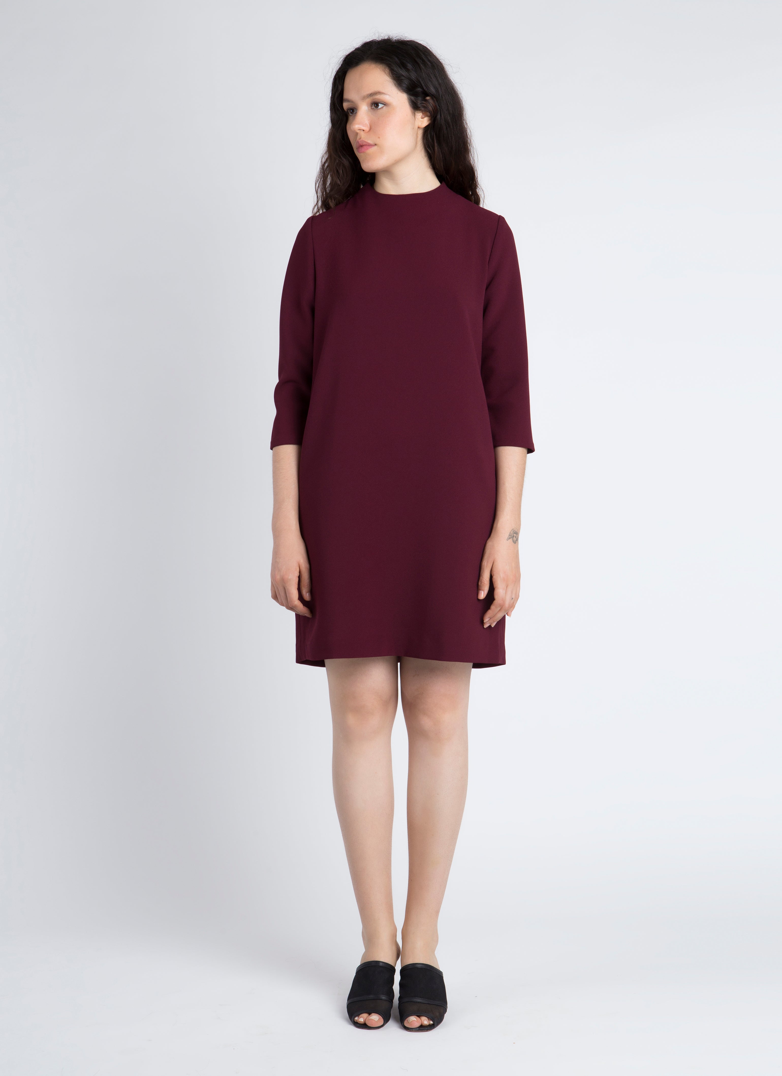 burgundy mock neck dress